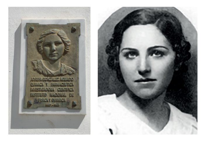 Placa cerca de la biblioteca y retrato de Josefa / E. C.